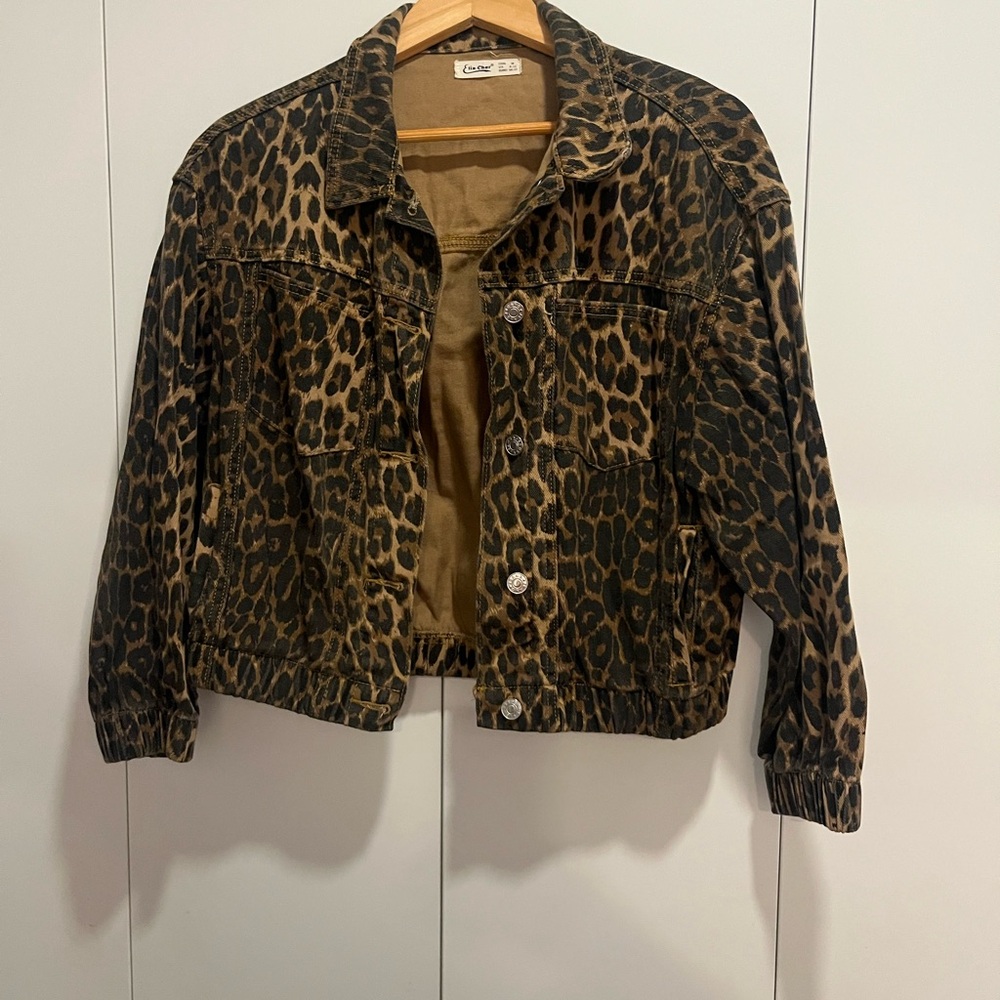 Leopard Print Denim Jacket